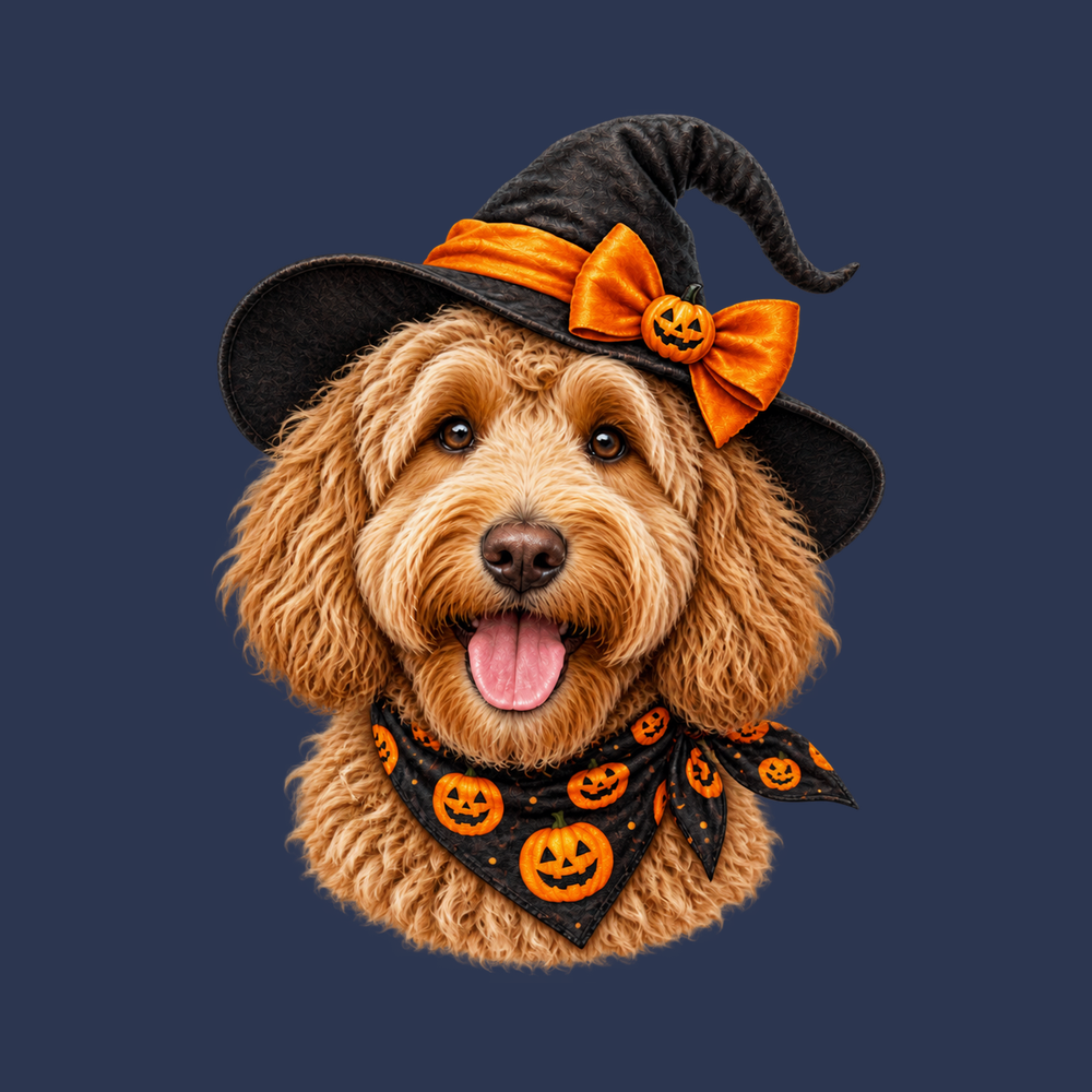 Labradoodle Witch Hat Pumpkin Halloween Shirt for Doodle Mom Gift