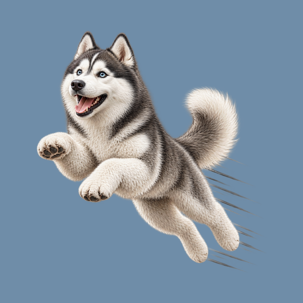 Jumping Husky Speed Lines Siberian Husky Art Dog Agility Tee
