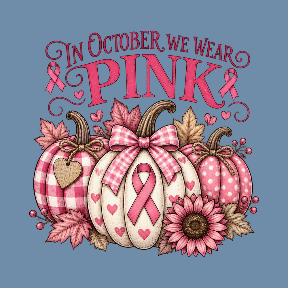 Pink Ribbon Autumn Pumpkins Breast Cancer Awareness Pink Fall Shirt