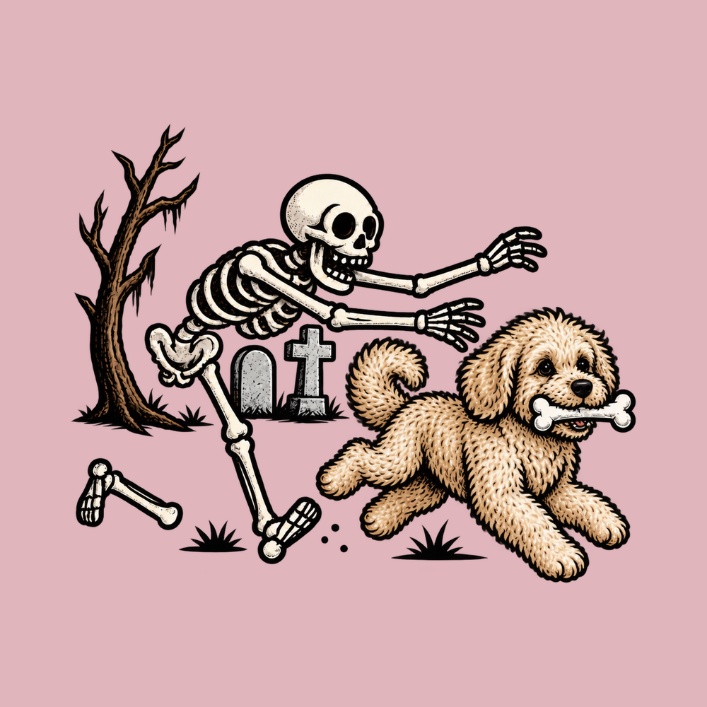 Maltipoo Chased By Skeleton Dog Halloween Shirt Spooky Pet Owner