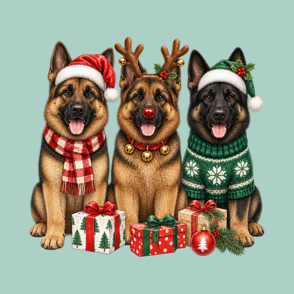 German Shepherd Christmas Trio Funny Christmas Shirt Sweatshirt