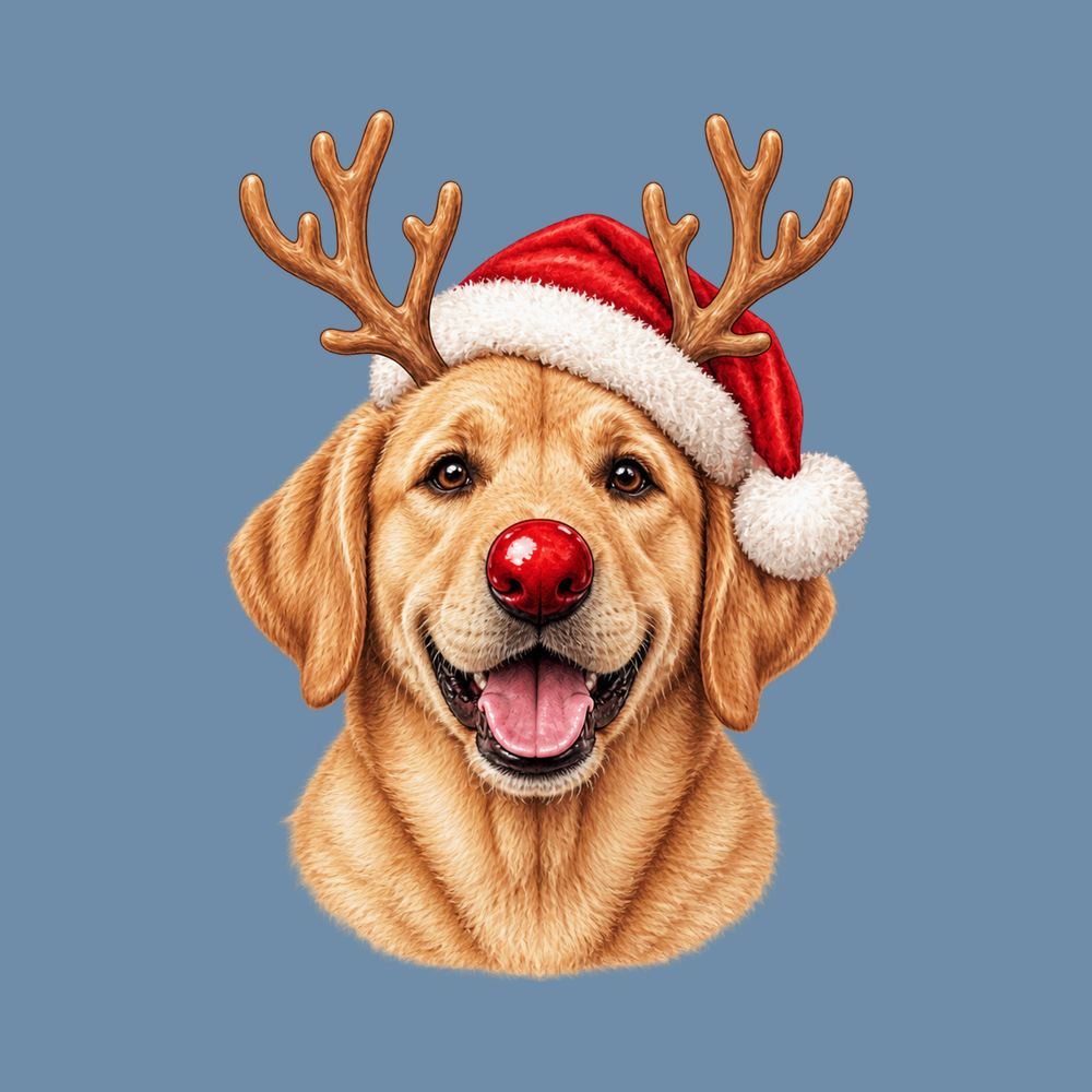 Labrador Reindeer Santa Nose Shirt - Yellow Lab Christmas Gift