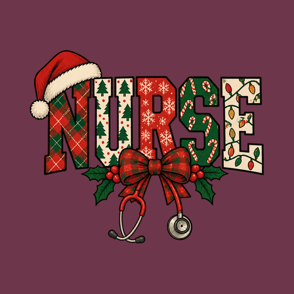 Funny Nurse Christmas Shirt - Christmas Nurse Santa Hat Stethoscope