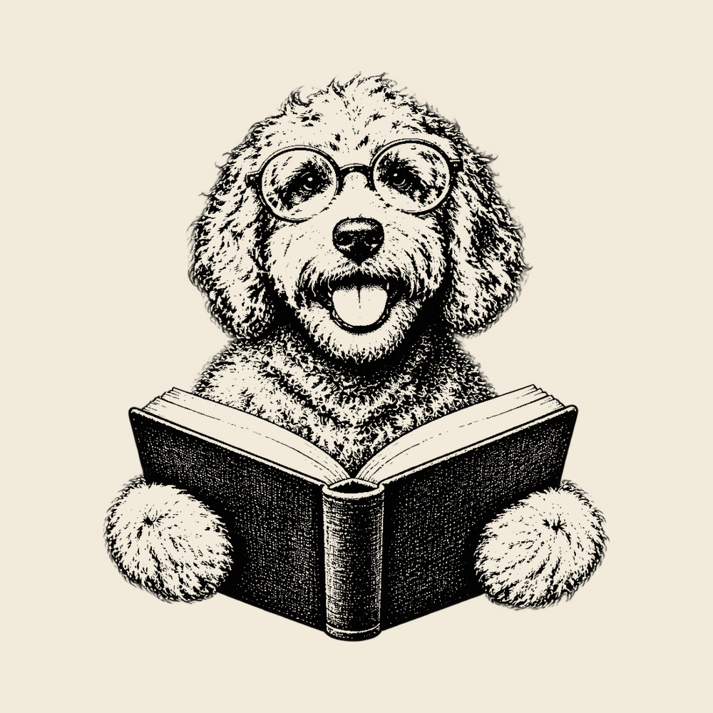 Reading Doodle Dog Open Mouth Round Glasses Goldendoodle Shirt