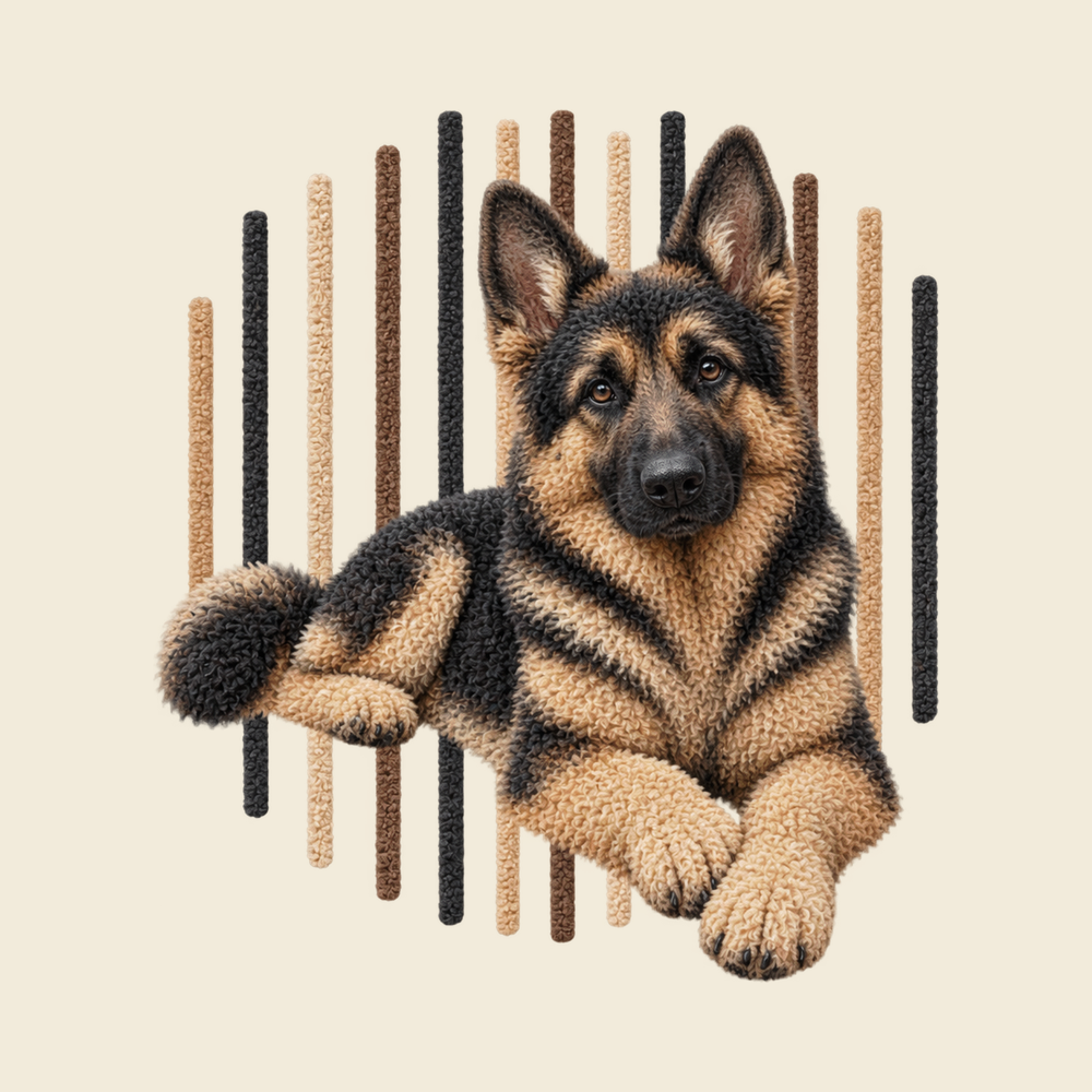German Shepherd Textured Vertical Stripes Shepherd Dog Tee Shirt