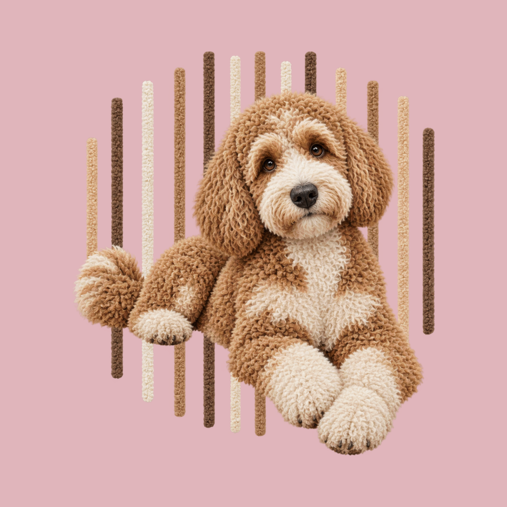 Goldendoodle Fuzzy Stripe Portrait Doodle Dog Tee Pet Owner Gift