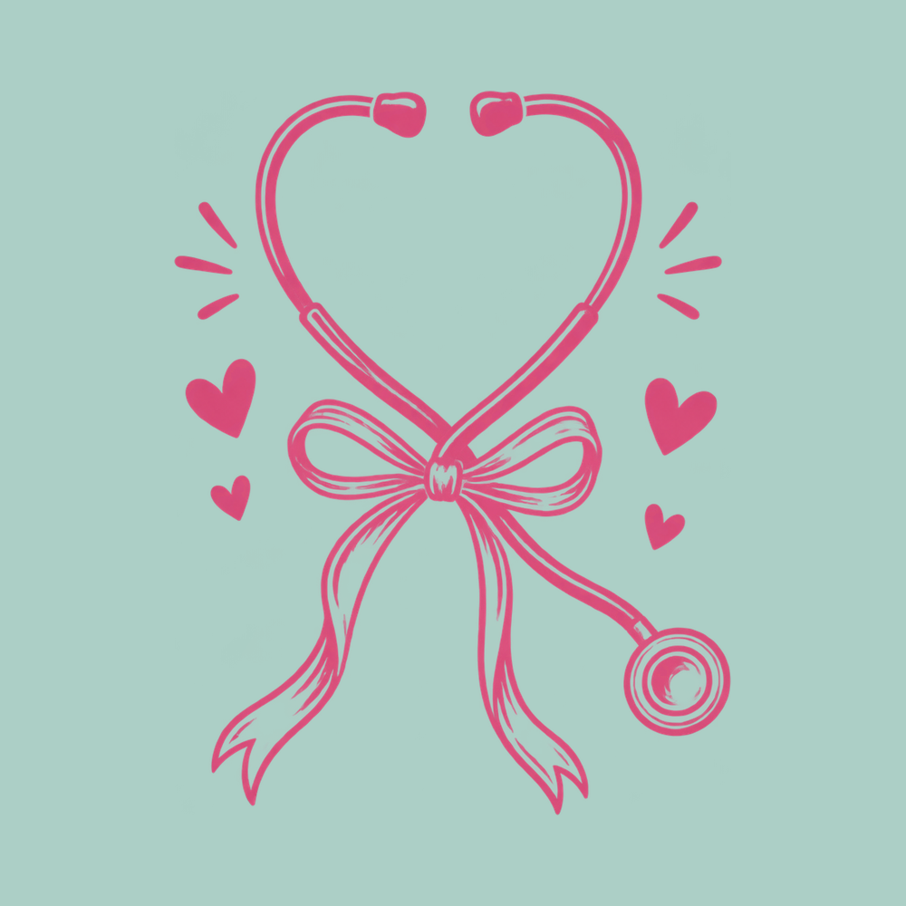 Pink Stethoscope Ribbon Heart Cute Nurse Shirt Appreciation Gift