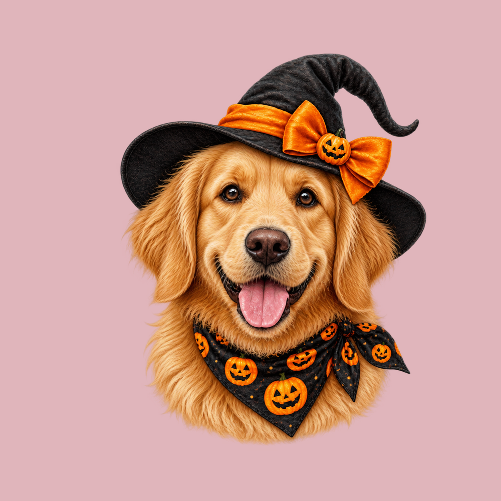 Golden Retriever Halloween Witch T-Shirt - Spooky Dog Mom Gift