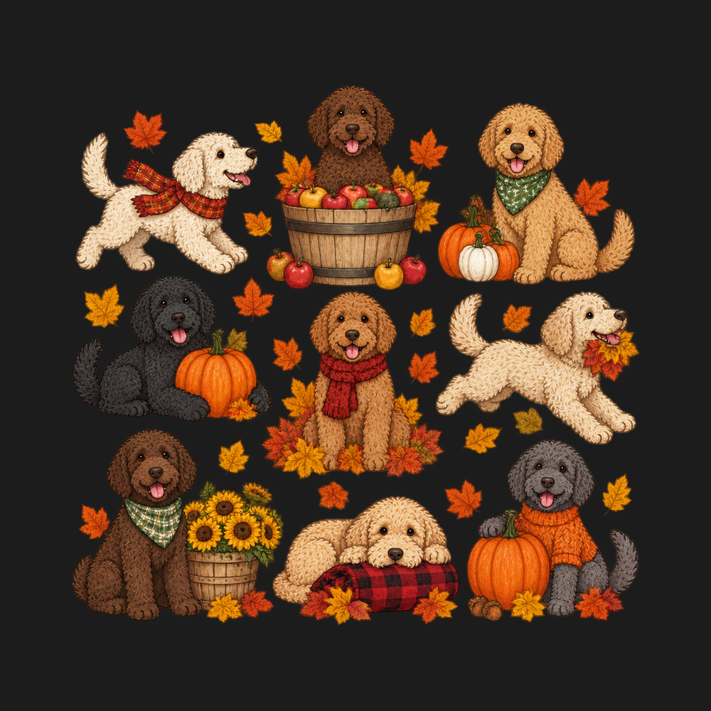 Autumn Labradoodles Fall Fun Pigment-Dyed Heavyweight Tee