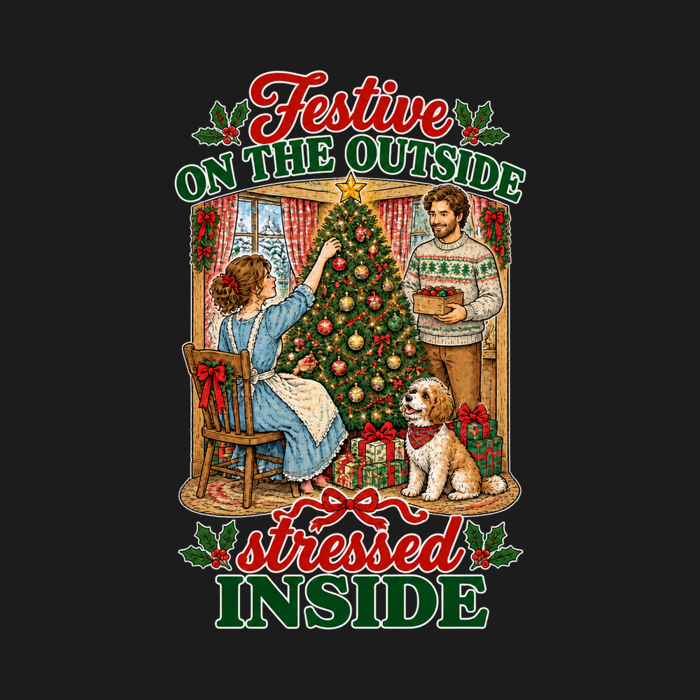 Festive Outside Stressed Inside Decorating Christmas Dog Shirt