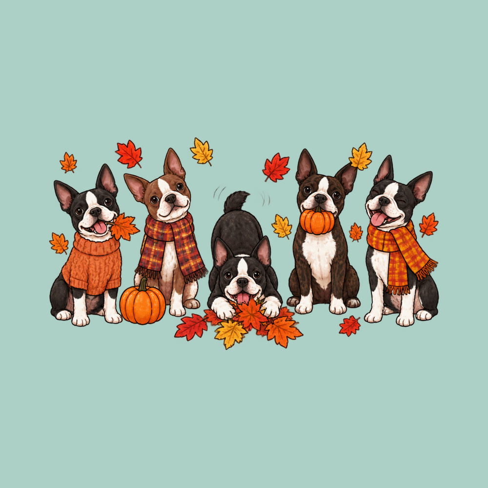 Boston Terrier Fall Activities Shirt - Cozy Autumn Dog Lover Gift