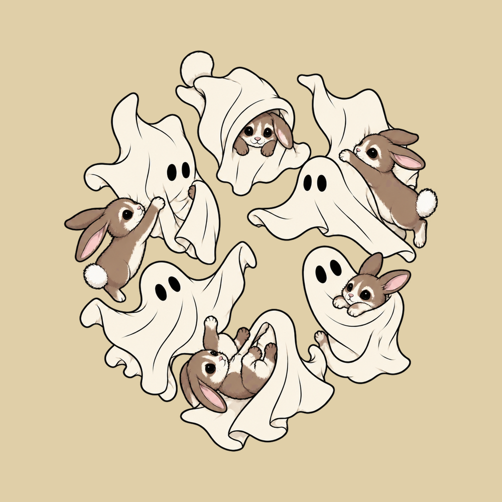 Ghosts Playing Bunny Rabbits Spooky Season Ghost Rabbit Shirt