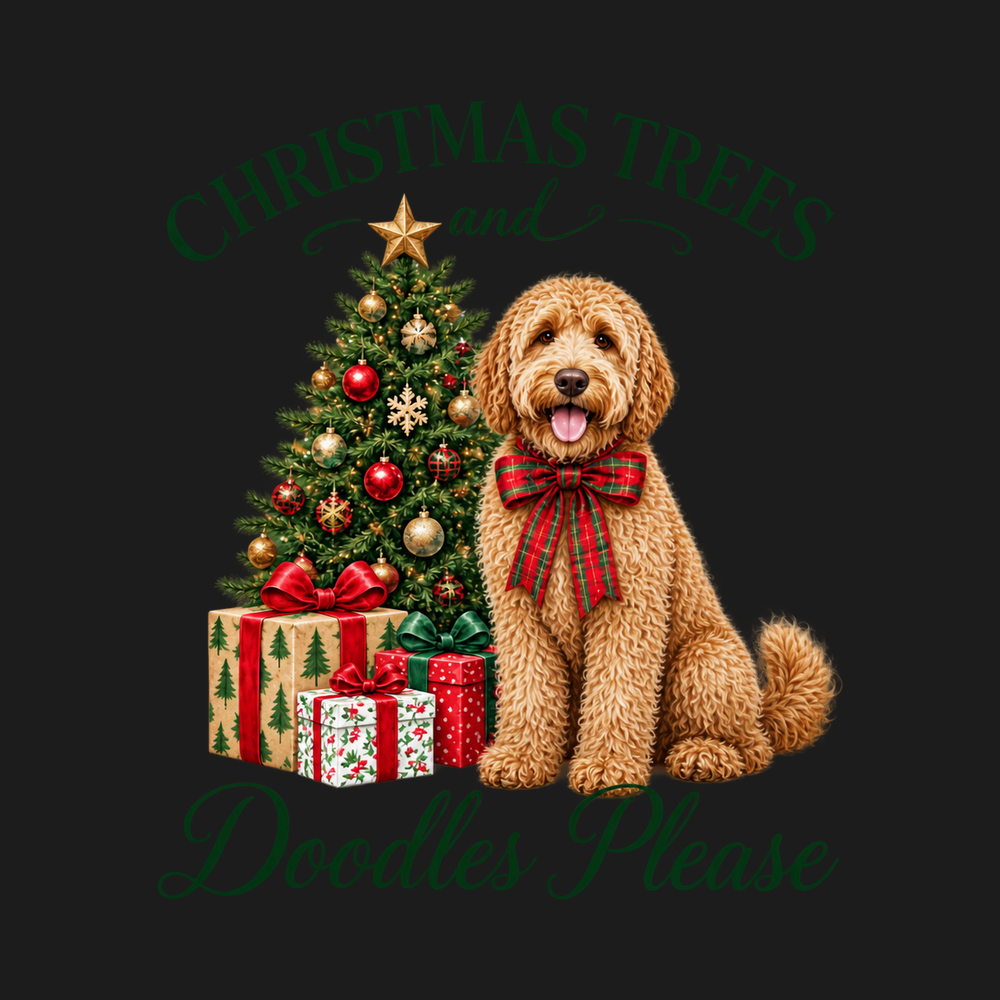 Labradoodle Christmas Tree Holiday T-Shirt - Christmas Dog Shirt