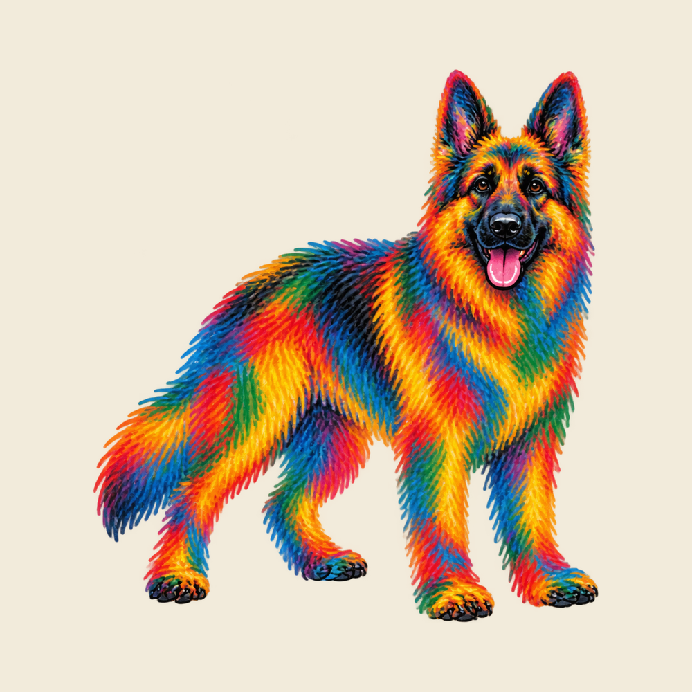 Colorful Rainbow German Shepherd Shirt - Retro Dog Owner Gift Tee