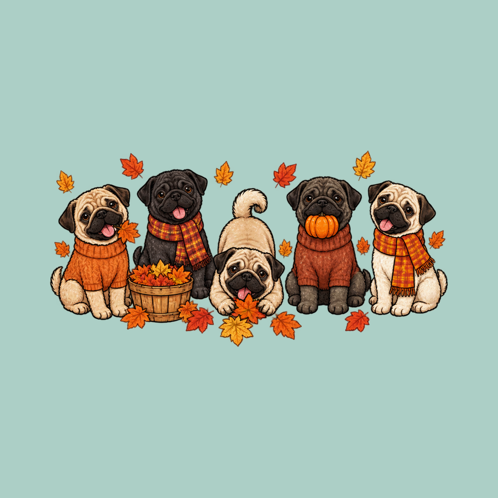 Autumn Pugs Fall Activities Comfort Colors 1717 Unisex Pug T-Shirt