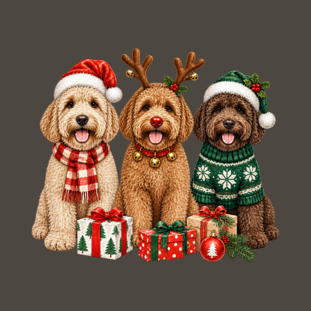 Christmas Labradoodle Trio Festive Dog Mom Christmas Dog Shirt