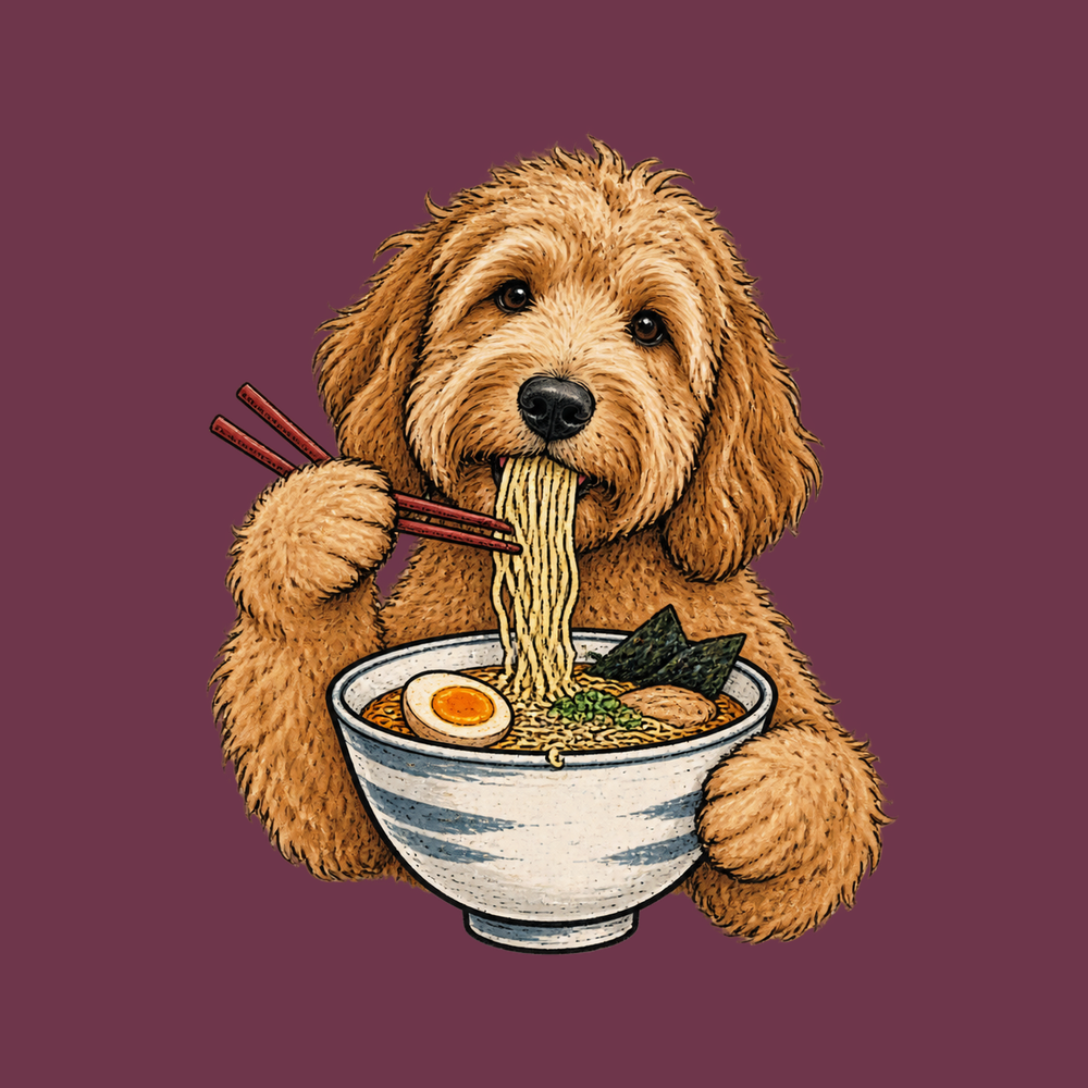 Goldendoodle Eating Ramen Noodles Shirt Vintage Ramen Lover Tee