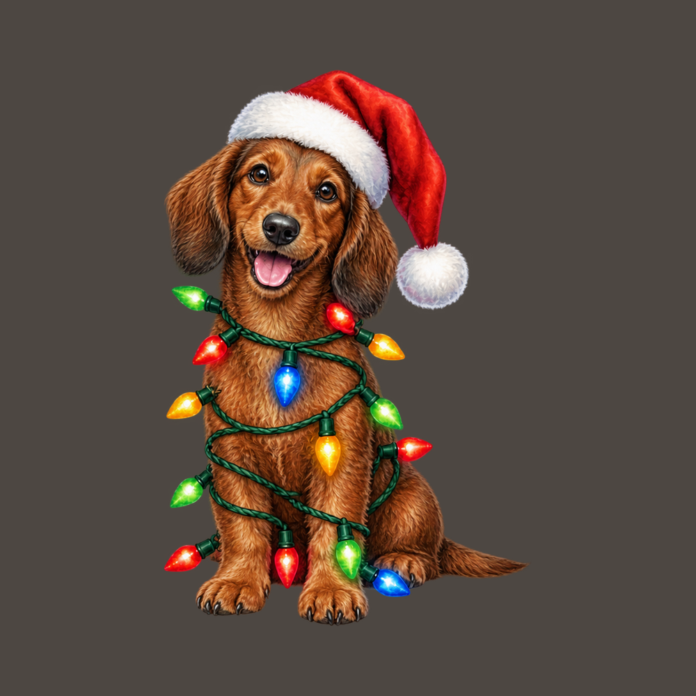 Christmas Dachshund With Holiday Lights Shirt - Dog Christmas Gift