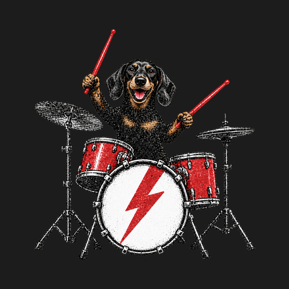 Dachshund Playing Drums Shirt Comfort Colors Heavyweight Tee